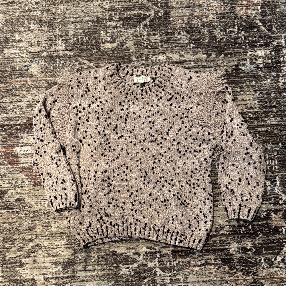 Jessica Simpson Kids Speckled Knit Sweater - Beige and Black